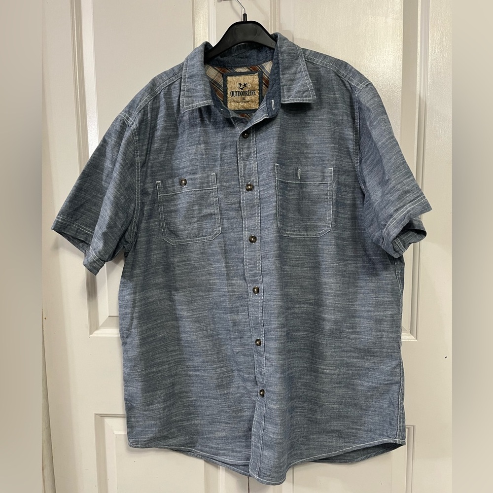 Outdoor Life Men Chambray Camp Shirt Size XL